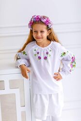 Сорочка вишиванка для дівчинки конюшина, 