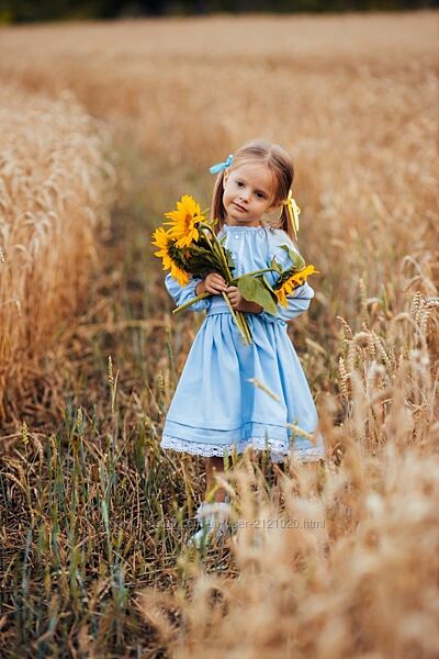 Сукня вишиванка святкова блакитна дитяча, 