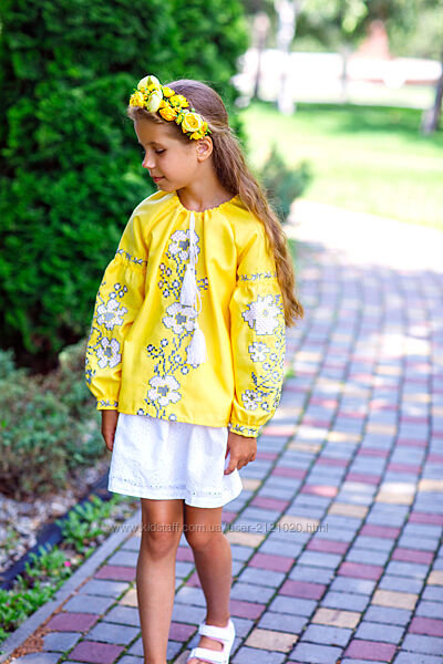 Сорочка вишиванка жовта для дівчинки 