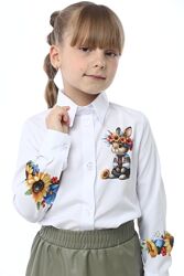 Шкільна патріотична блуза для дівчинки, сорочка патріотична дитяча, 