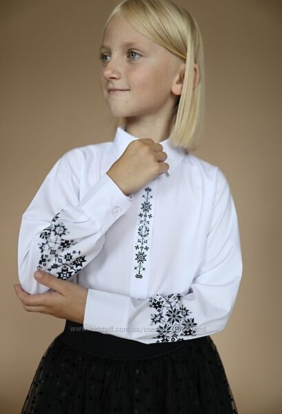 Шкільна блуза вишиванка для дівчинки, блузи дитячі шкільні, 