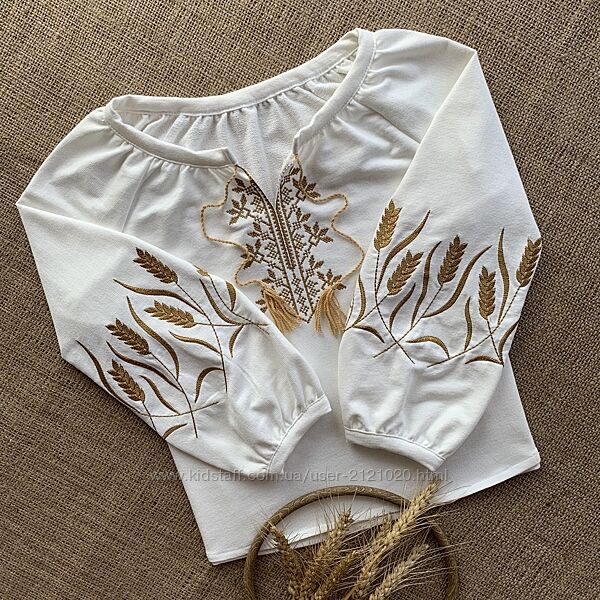 Вишиванка для дівчинки натуральна біла пшениця 