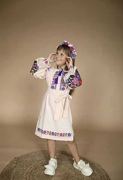 Сукня вишиванка для дівчинки льон, сукня з вишивкою лляна для дівчинки, 