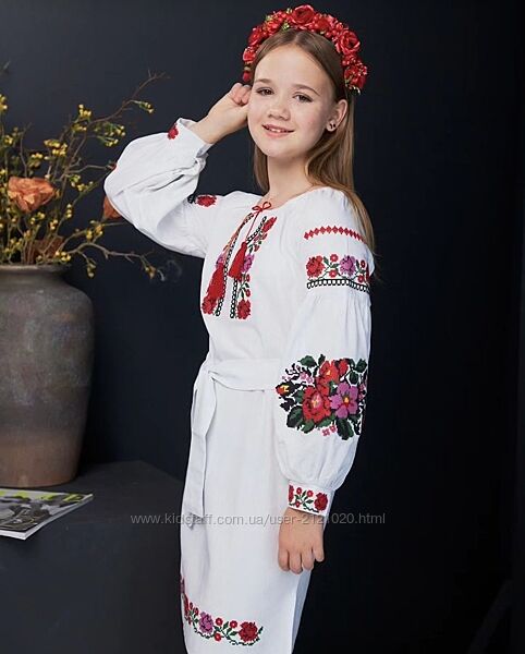 Сукня вишиванка традиційна з вишивкою, сукня вишита дитяча льон, 