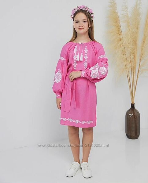 Сукня вишиванка рожева для дівчинки, сукня вишита рожева для дівчинки,