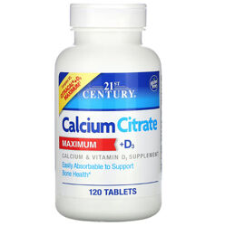 21st Century Calcium Citrate Maximum  D3, 120 Tablets Кальций цитрат