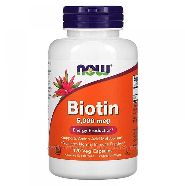 NOW Foods Biotin 5000mcg - 120 caps Биотин, Біотин