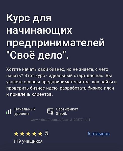 Stepik Курс для начинающих предпринимателей Своё дело 2024