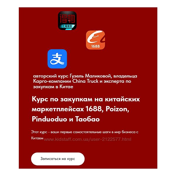 Гузель Маликова Курс по закупкам на китайских маркетплейсах 1688 и Poizon