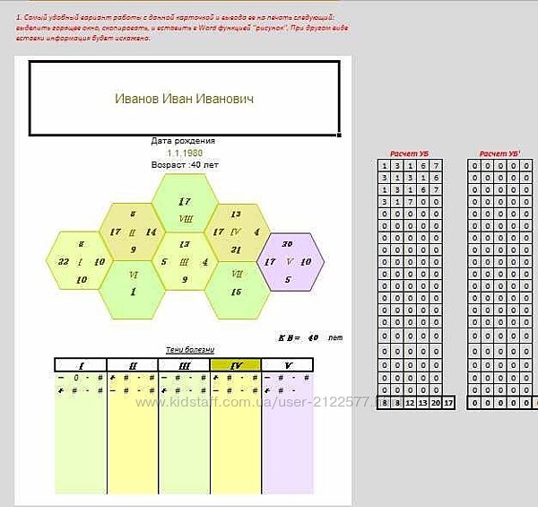 Альвасар Программа расчета по курсу нумерологии Соты кармических болезней