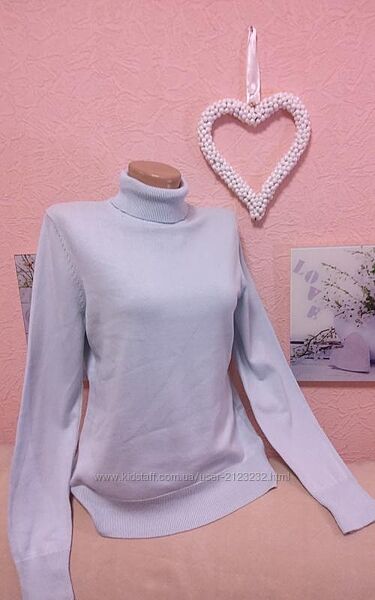 Брендовий светр, кофта, гольф небесного кольору. Бабовна 100 ПОГ - 48 см 