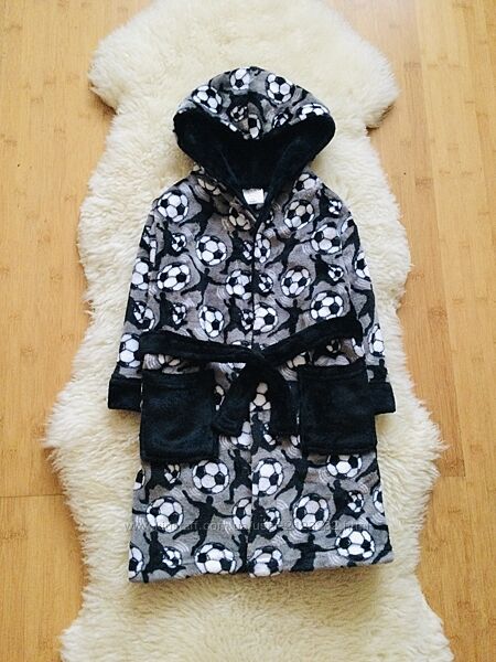 Minikidz пухнастий махровий халат Футболіста з капюшоном 3-4 р. , банний, фл