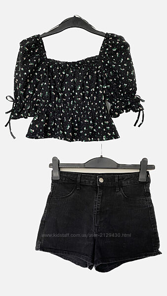 Блуза Divided H&M, женские джинсовые шорты H&M