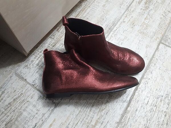 Круті Zara Іспанія демі черевички шкіра з напиленням. колекція 2022 р. Нат