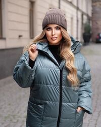 Жіноче зимове довге пальто на блискавці з капюшоном прямого крою