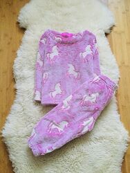 2-3 років, Glow флісова рожева пухнаста піжама з Однорогами. тепла, мякень