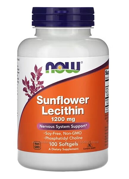 Подсолнечный Лецитин 1200mg Now food, 100 капсул