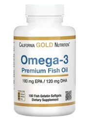 California Gold Nutrition, премиальный рыбий жир с омега-3, 100 капсул