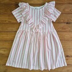 Платье для девочки, рост 122-128, цвет белый-розовый