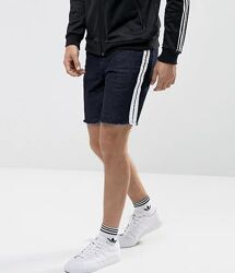 шорты ASOS Denim Shorts W36 In Slim Indigo With White Side Stripe 