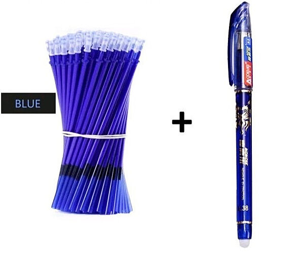 Стираемая гелевая ручка пиши-стирай 10 сменных стержней Синий