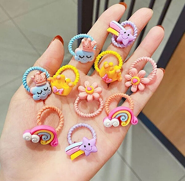 Детские резинки для волос набор 20 шт разноцветные с фигурками Baby Fashion