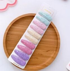 Заколки зажимы для волос школьные подростковые разноцветные с блестками