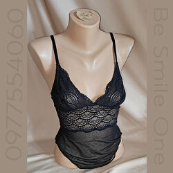 Кружевне мережеве чорне боді S