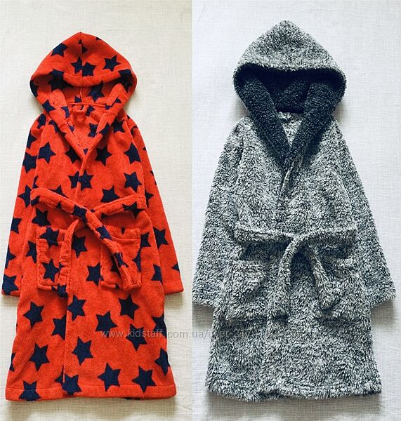 George флісовий халат 7-8 рок. сірий та теракотовий з зірками. банний, тепл
