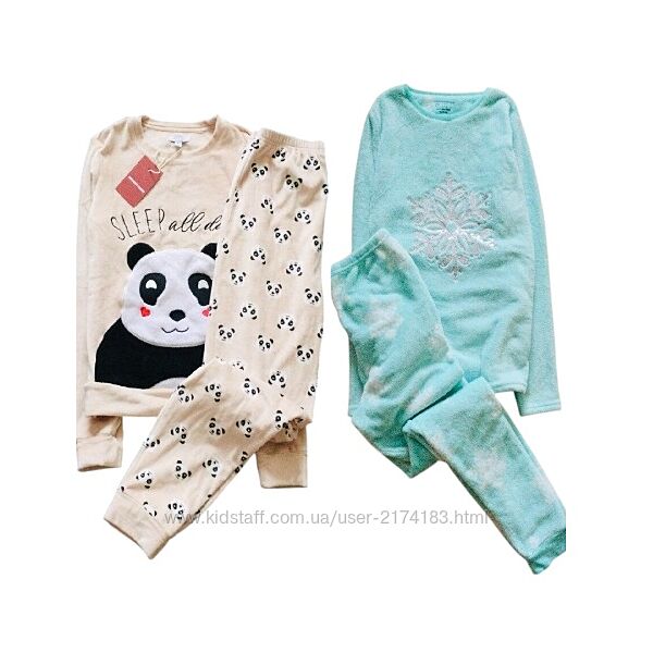 13-14 років, 158-164 зріст M&Co. Primark велюрова та флісова піжама з Пандо