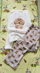 10-11 років, F&F пухнаста флісова піжама з Песиком. штаніки з принтом, тепл