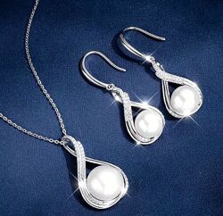 Комплект прикрас з перлинами Краплинки