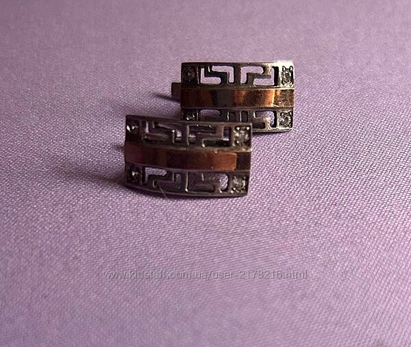 Сережки срібло з золотою вставкою