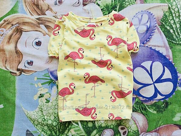 2-3 рок. , 98 зріст Next. яскрава футболка з рожевими фламінго. 100 бавовна