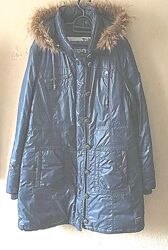 Отличное мягенькое с капюшоном пальто пуховик/перо и пух, XL/48-50