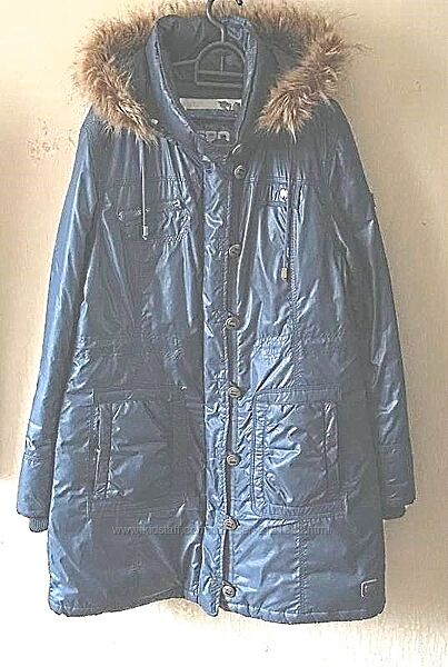 Отличное мягенькое с капюшоном пальто пуховик/перо и пух, XL/48-50