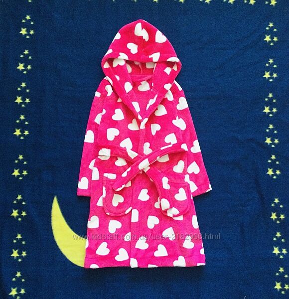 4-5 р. , George флісовий, плюшевий, пухнастий халат в сердечка. теплий, банн
