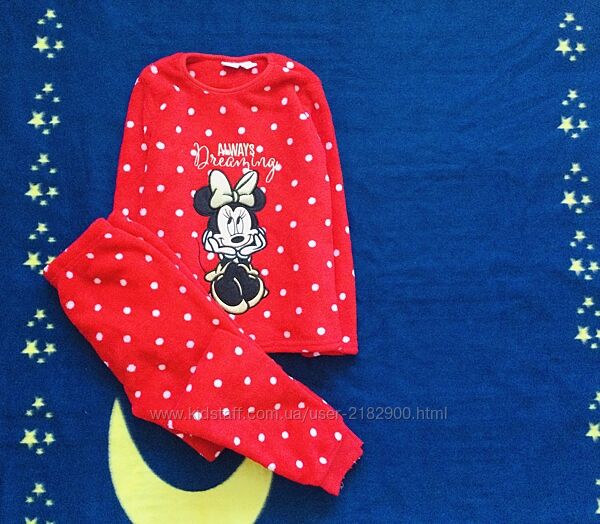 7-8 р. , 128 зріст Primark флісова пухнаста піжама з Міні Маус. тепла, мяке