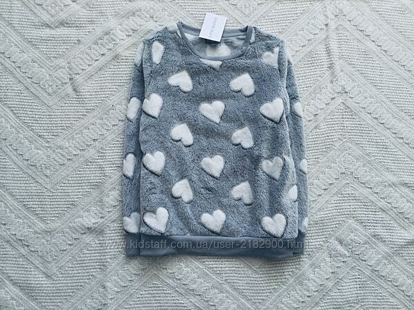 9-10 рок Primark фліска, толстовка, кофта зі срібними сердечками на манжета