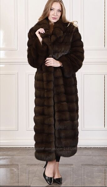 Довга шуба пальто соболь еко