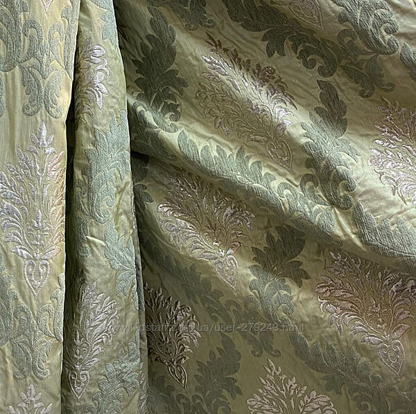 Розпродаж турецькі штори гобелен зелений з золотими коронками