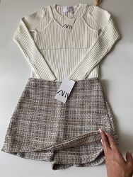 Теплі твідові шорти-юбка zara на осінь xs