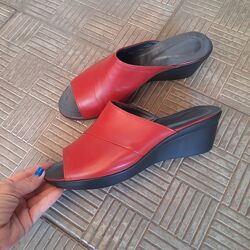 Сабо натуральна шкіра бежеві та червоні