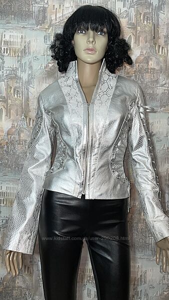 Кожаная куртка ручной работы Италия сереброр42  S